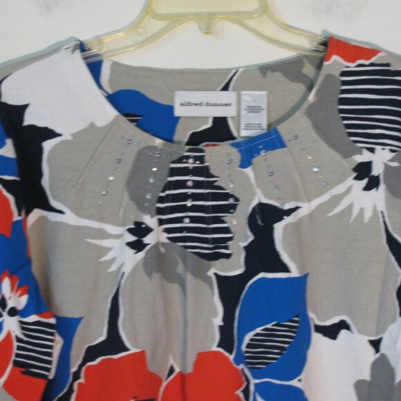 Alfred Dunner Floral Blouse Large Red Blue Flowers Blinq Colorful - Picture 2 of 4